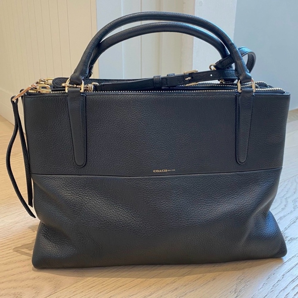 Coach Borough Black Pebbled Leather Bag